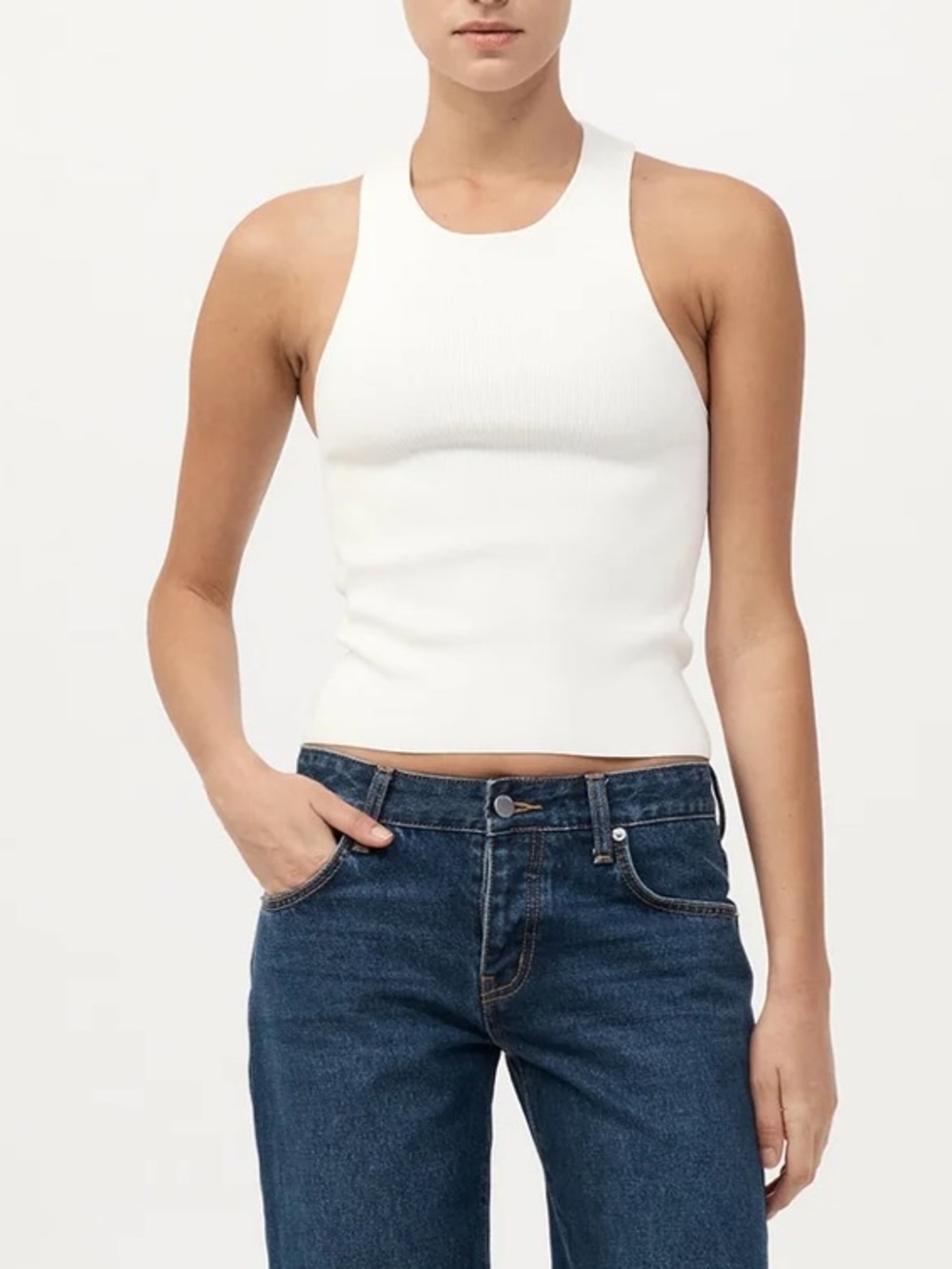 St. Agni Sculpted Knit Top in Off White